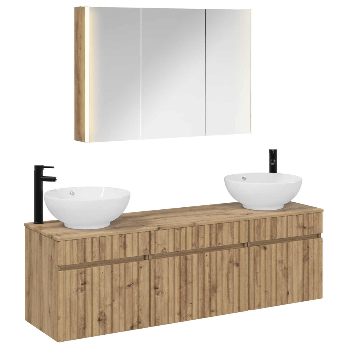 vidaXL Bathroom Cabinet Set 4 pcs Artisan Oak Engineered Wood 2