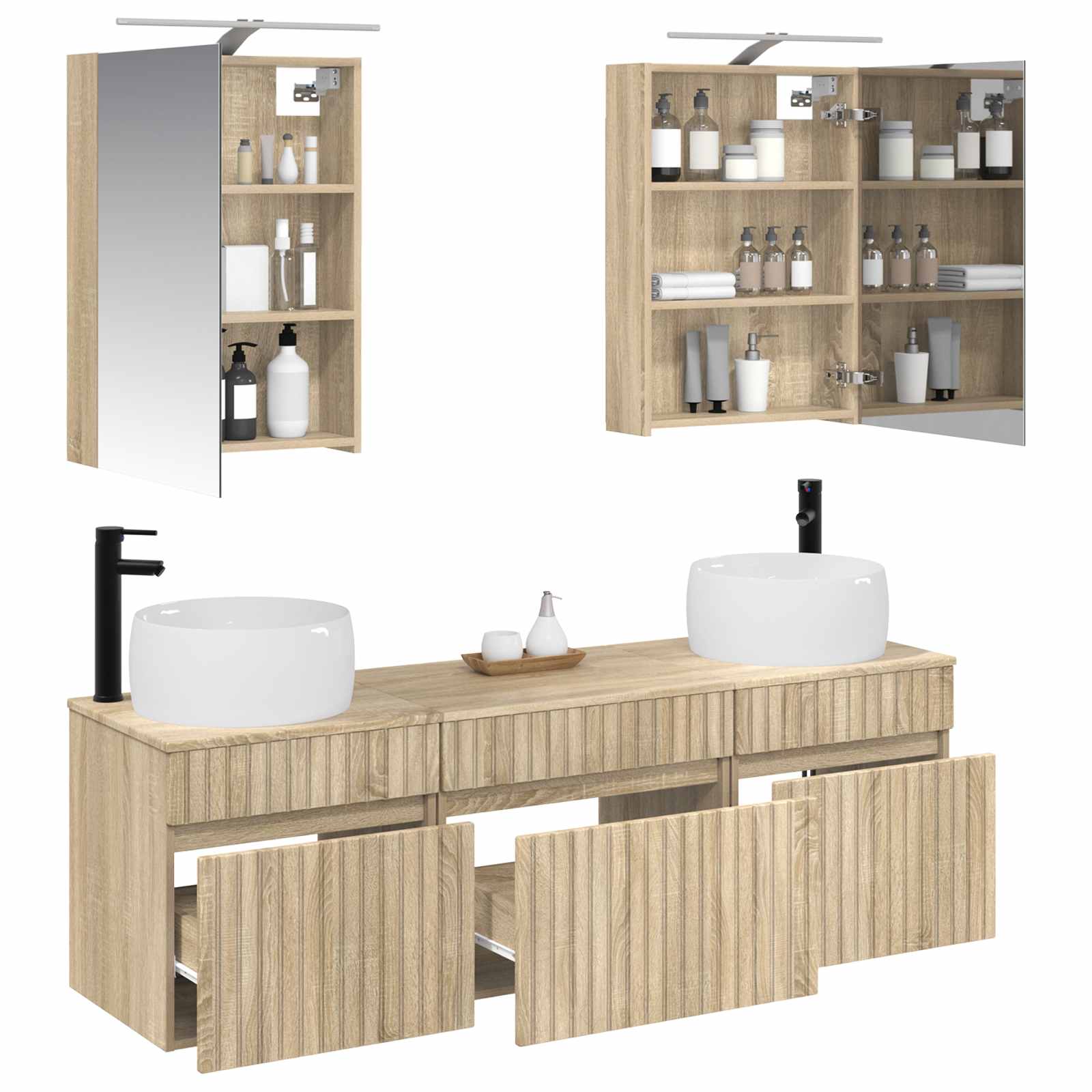 vidaXL Bathroom Cabinet Set 5 pcs Sonoma Oak Engineered Wood 3