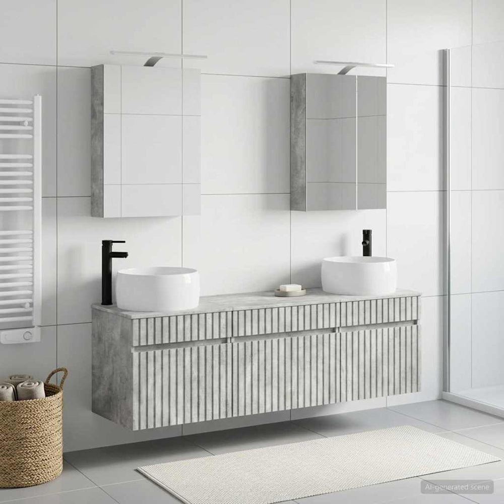 vidaXL Bathroom Cabinet Set 5 pcs Concrete Grey Engineered Wood