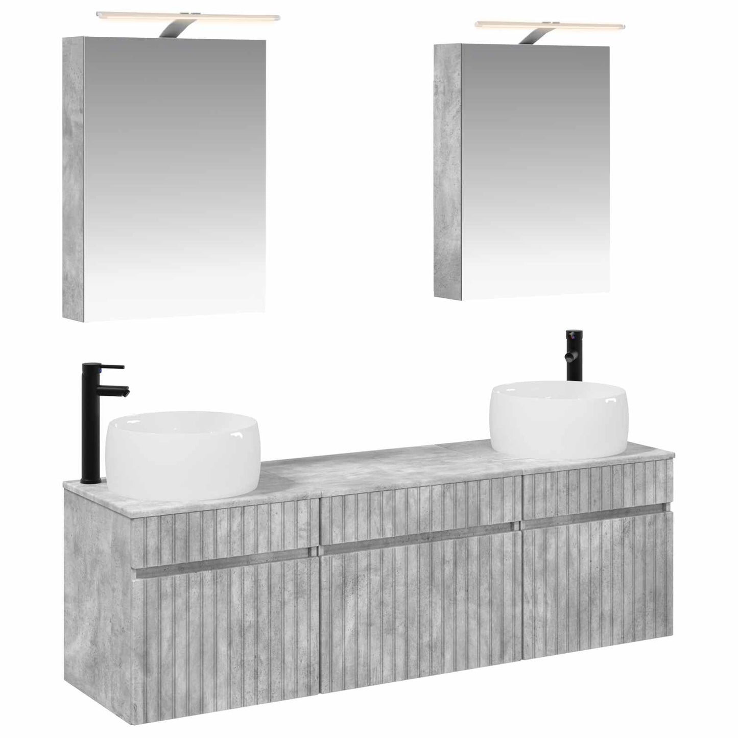 vidaXL Bathroom Cabinet Set 5 pcs Concrete Grey Engineered Wood 2