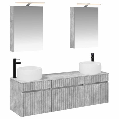 vidaXL Bathroom Cabinet Set 5 pcs Concrete Grey Engineered Wood 2