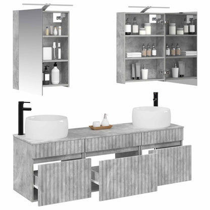 vidaXL Bathroom Cabinet Set 5 pcs Concrete Grey Engineered Wood 3
