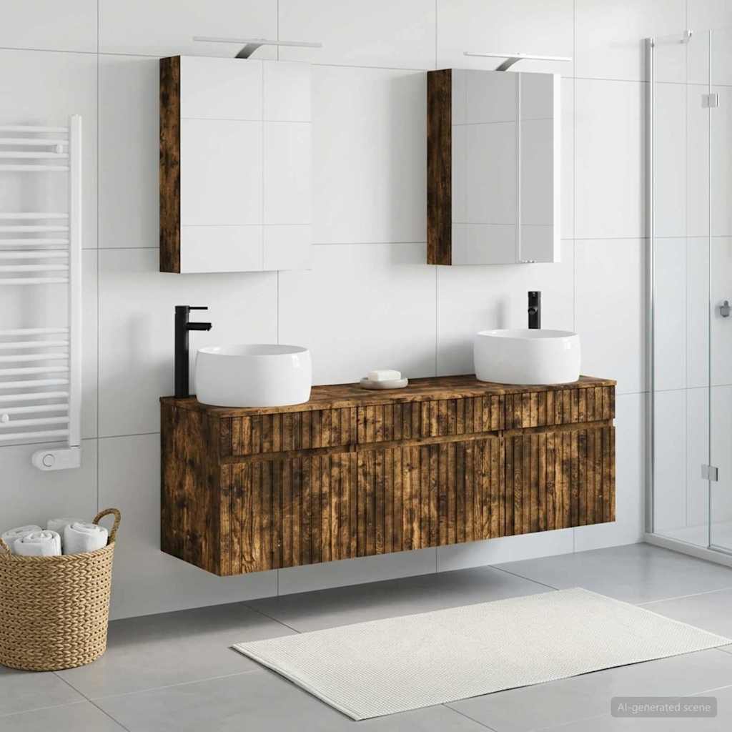 vidaXL Bathroom Cabinet Set 5 pcs Smoked Oak Engineered Wood 1