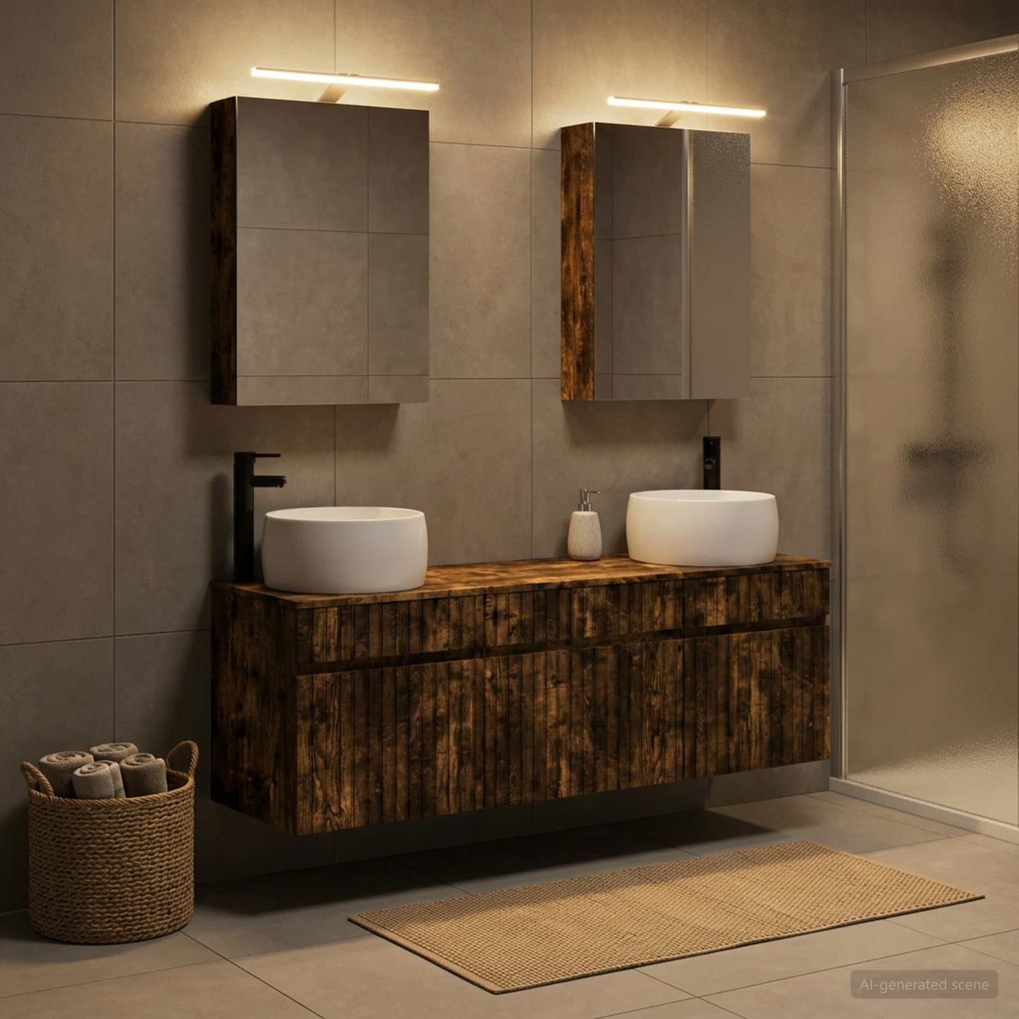 vidaXL Bathroom Cabinet Set 5 pcs Smoked Oak Engineered Wood 4