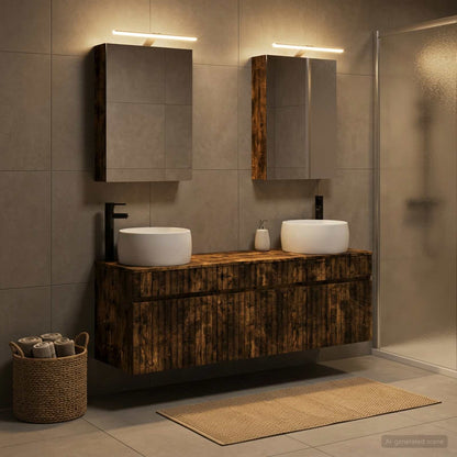 vidaXL Bathroom Cabinet Set 5 pcs Smoked Oak Engineered Wood 4
