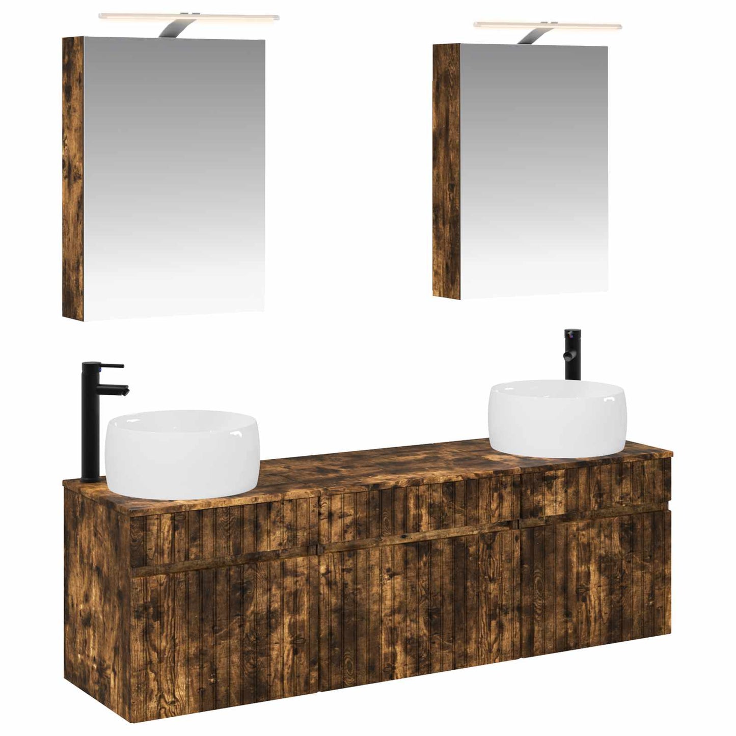 vidaXL Bathroom Cabinet Set 5 pcs Smoked Oak Engineered Wood 2