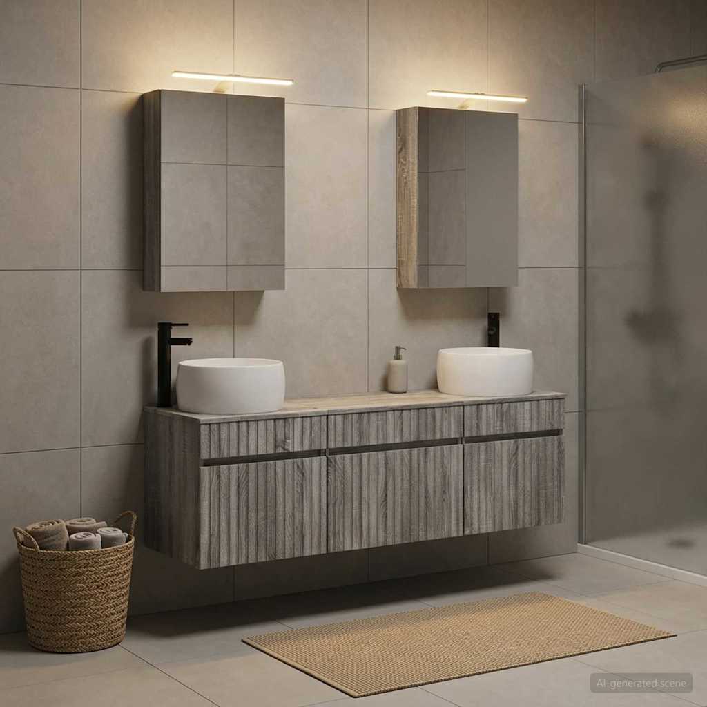 vidaXL Bathroom Cabinet Set 5 pcs Grey Sonoma Engineered Wood 4