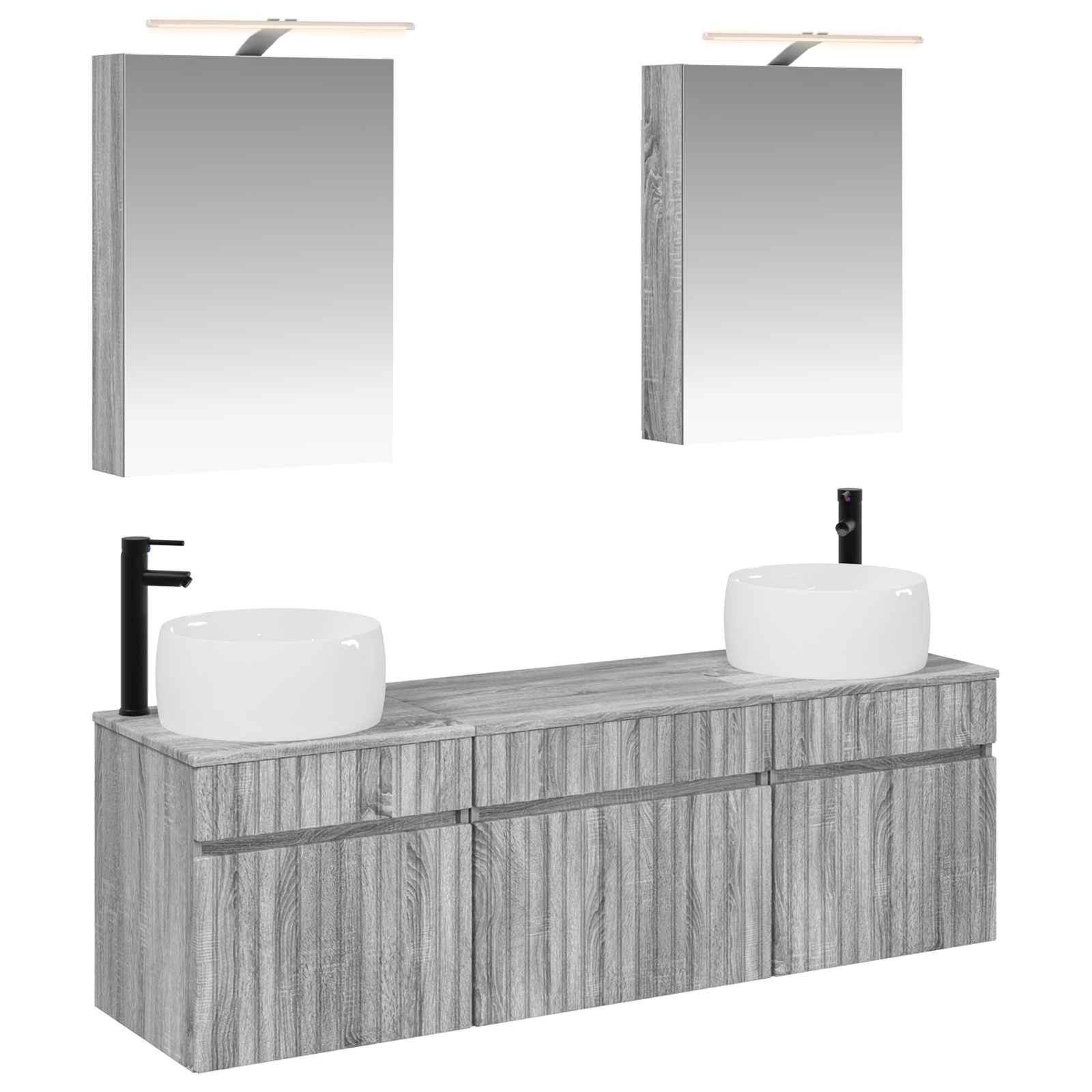 vidaXL Bathroom Cabinet Set 5 pcs Grey Sonoma Engineered Wood 2