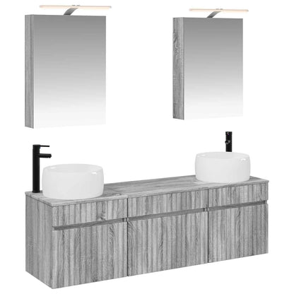 vidaXL Bathroom Cabinet Set 5 pcs Grey Sonoma Engineered Wood 2