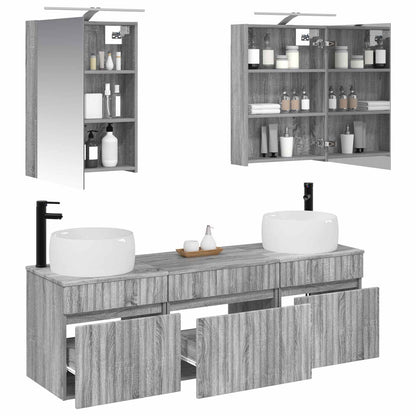vidaXL Bathroom Cabinet Set 5 pcs Grey Sonoma Engineered Wood 3