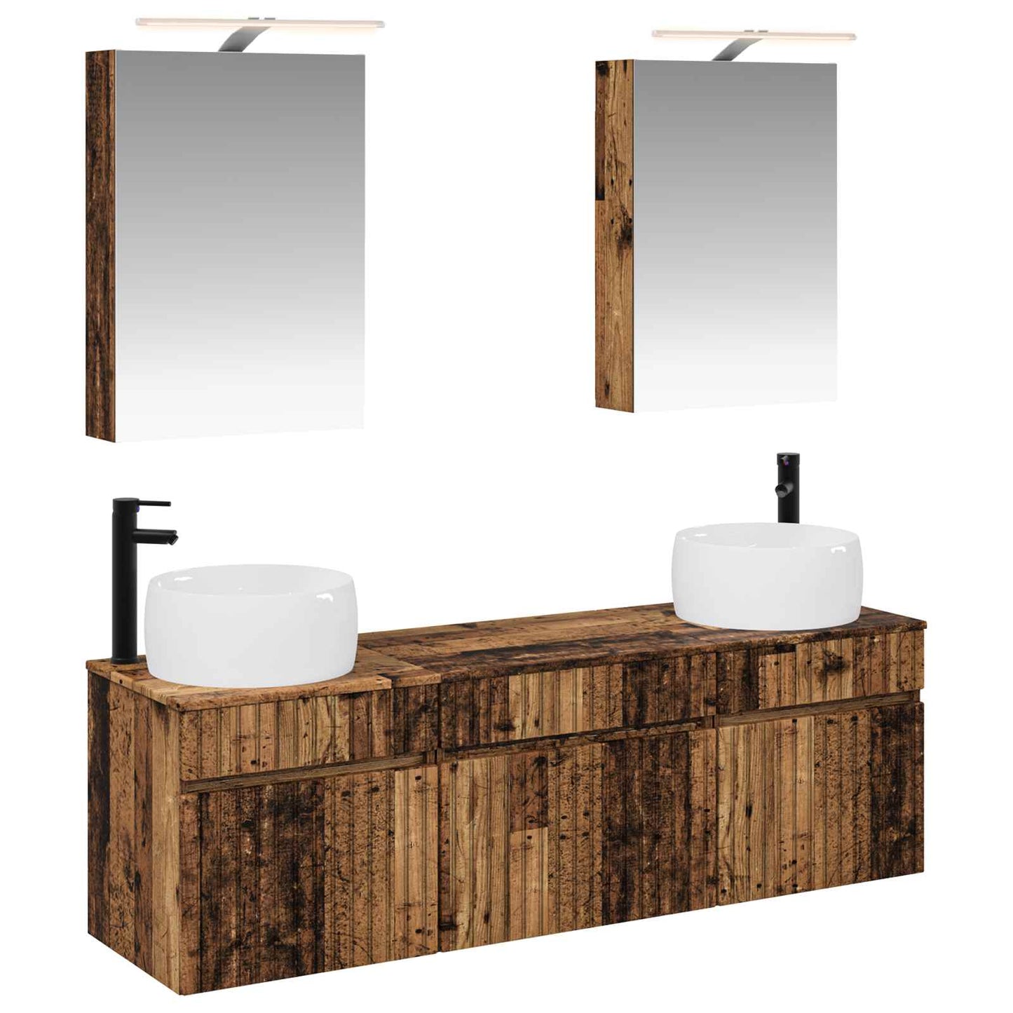 vidaXL Bathroom Cabinet Set 5 pcs Old Wood Engineered Wood 2