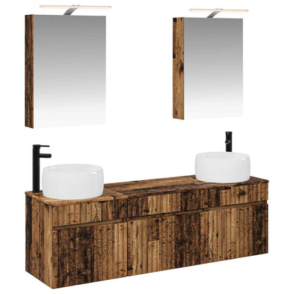 vidaXL Bathroom Cabinet Set 5 pcs Old Wood Engineered Wood 2