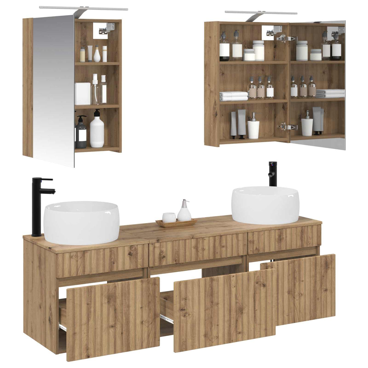 Bathroom Cabinet Set 5 pcs 50 x 14.5 x 70 cm Artisan oak