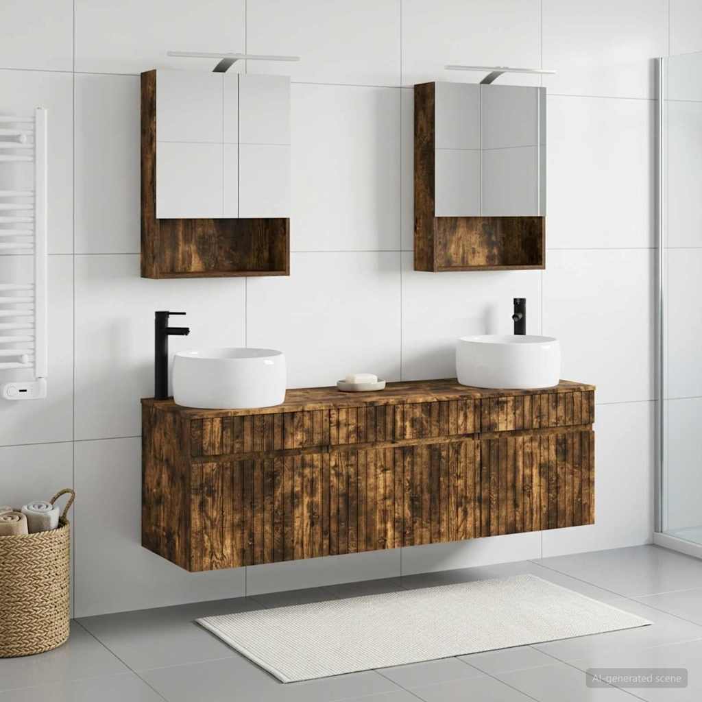 vidaXL Bathroom Cabinet Set 5 pcs Smoked Oak Engineered Wood 1