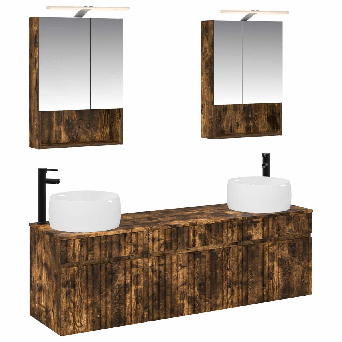 vidaXL Bathroom Cabinet Set 5 pcs Smoked Oak Engineered Wood 2