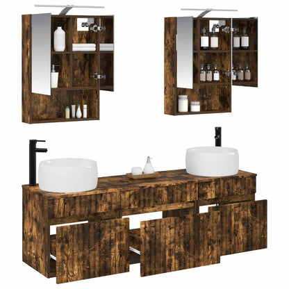 vidaXL Bathroom Cabinet Set 5 pcs Smoked Oak Engineered Wood 3