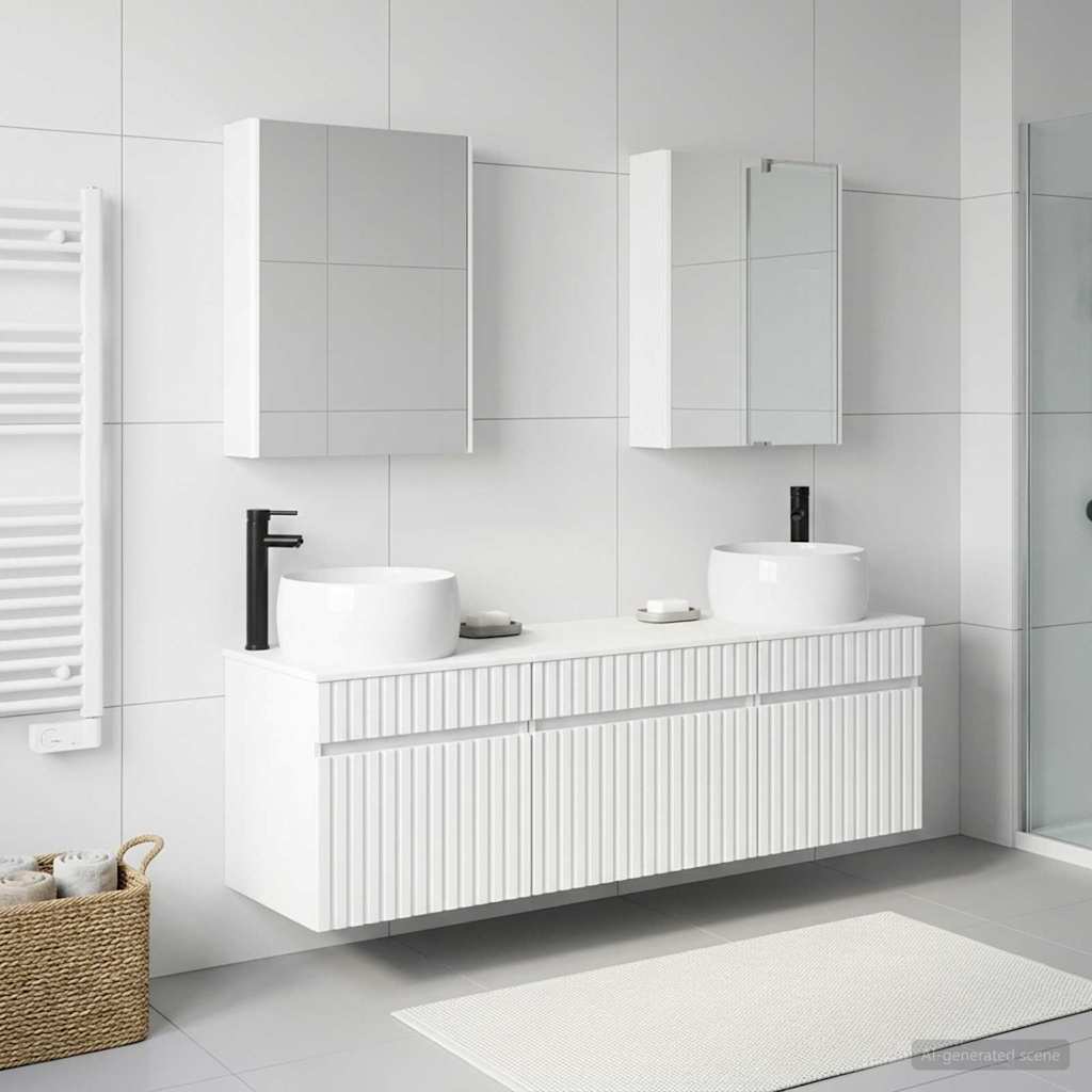 vidaXL Bathroom Cabinet Set 5 pcs White Engineered Wood 1