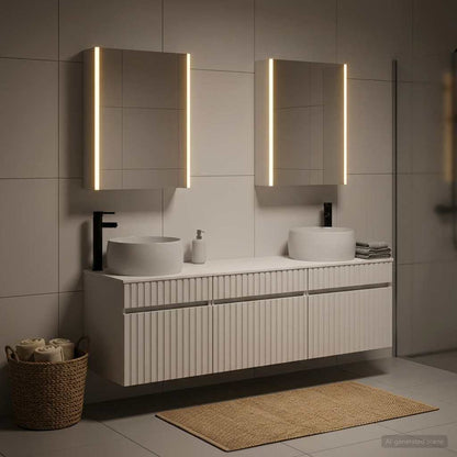 vidaXL Bathroom Cabinet Set 5 pcs White Engineered Wood 4