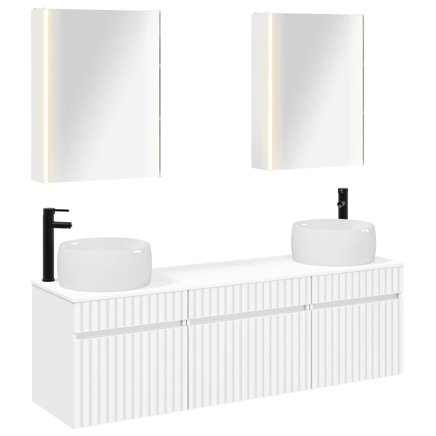vidaXL Bathroom Cabinet Set 5 pcs White Engineered Wood 2