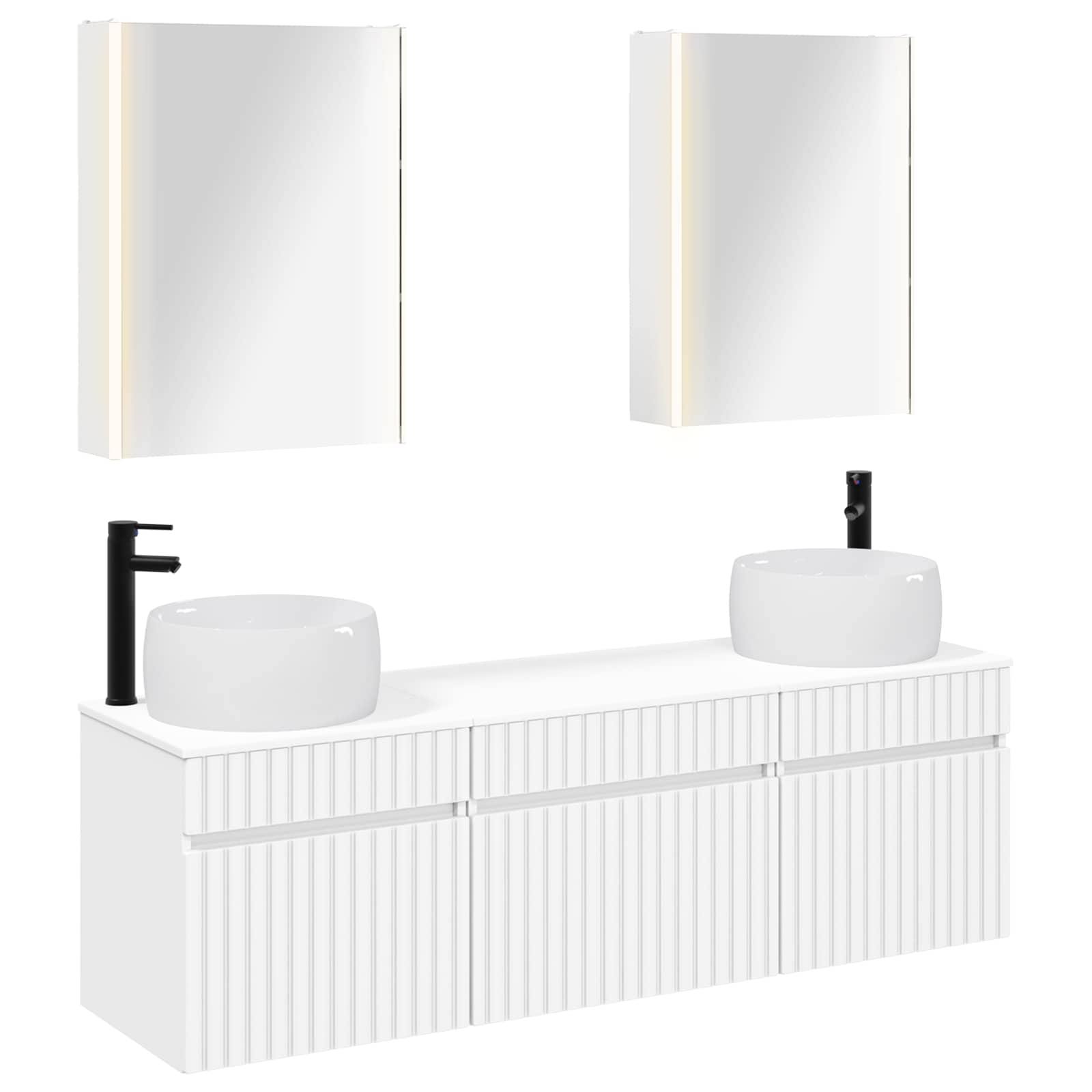 vidaXL Bathroom Cabinet Set 5 pcs White Engineered Wood 2