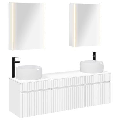 vidaXL Bathroom Cabinet Set 5 pcs White Engineered Wood 2