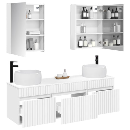 vidaXL Bathroom Cabinet Set 5 pcs White Engineered Wood 3