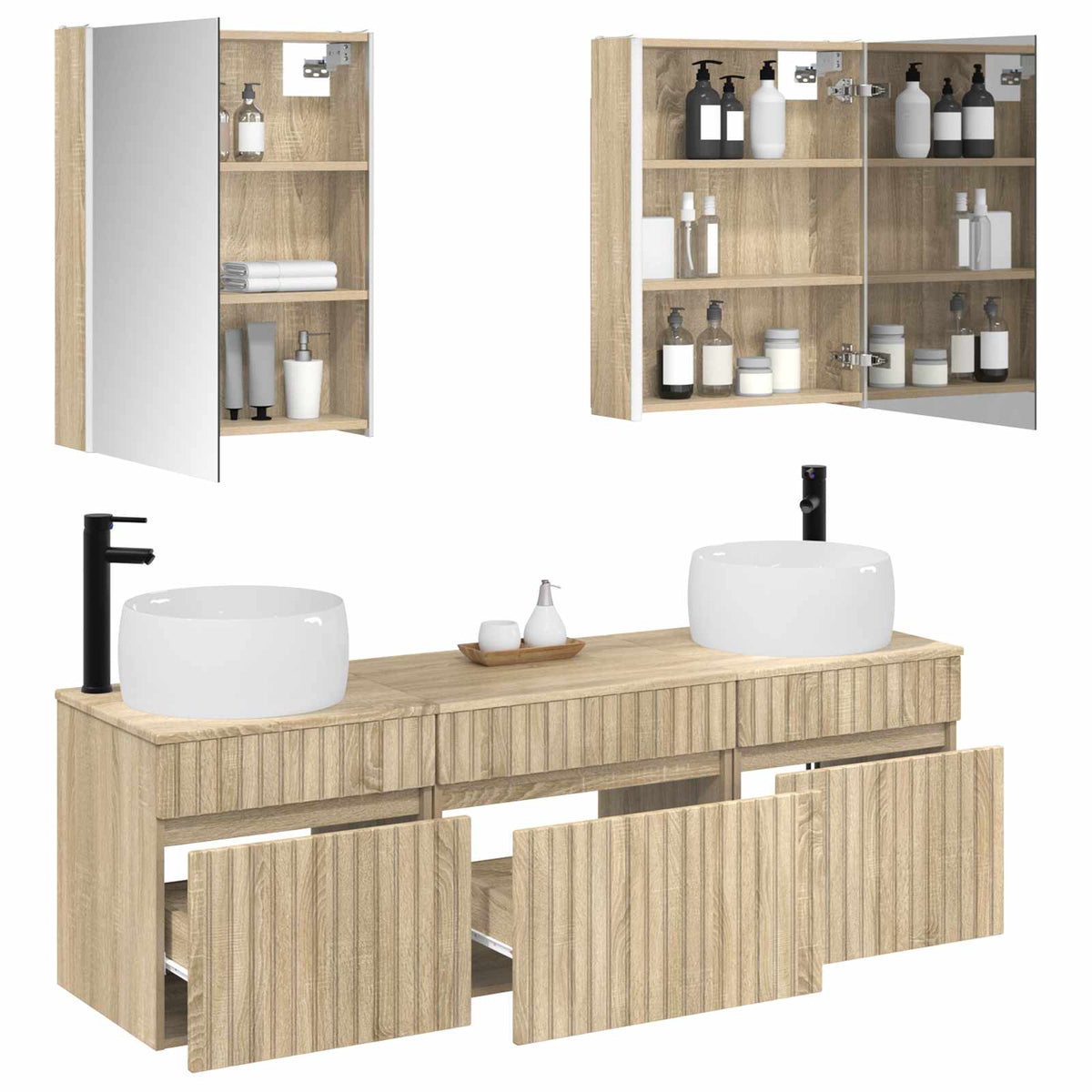 vidaXL Bathroom Cabinet Set 5 pcs Sonoma Oak Engineered Wood 3