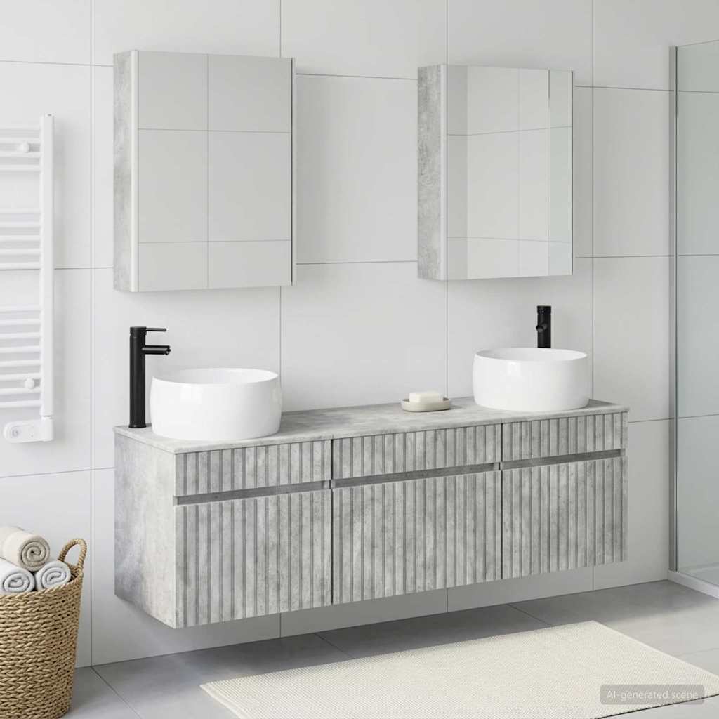 vidaXL Bathroom Cabinet Set 5 pcs Concrete Grey Engineered Wood 1