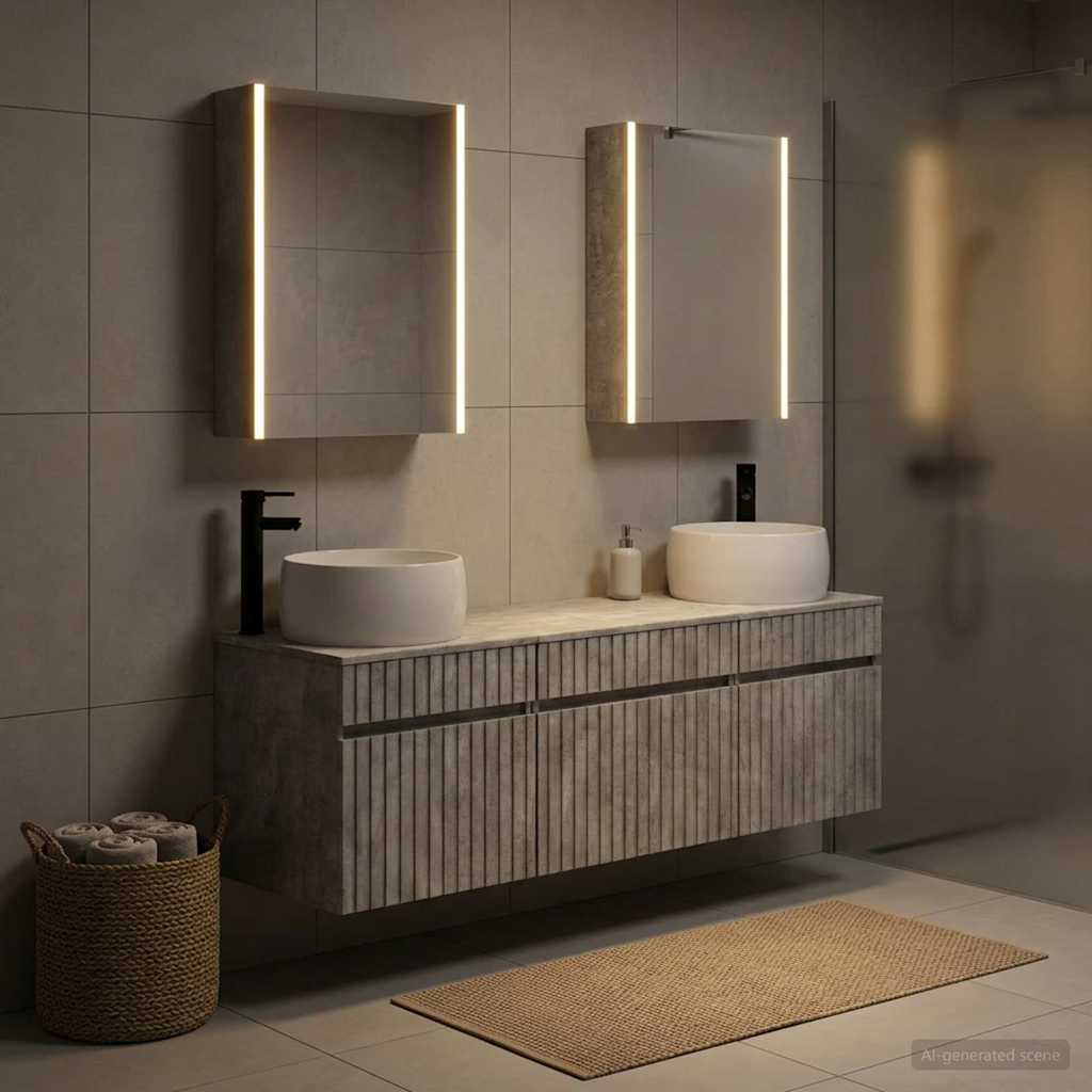vidaXL Bathroom Cabinet Set 5 pcs Concrete Grey Engineered Wood 4