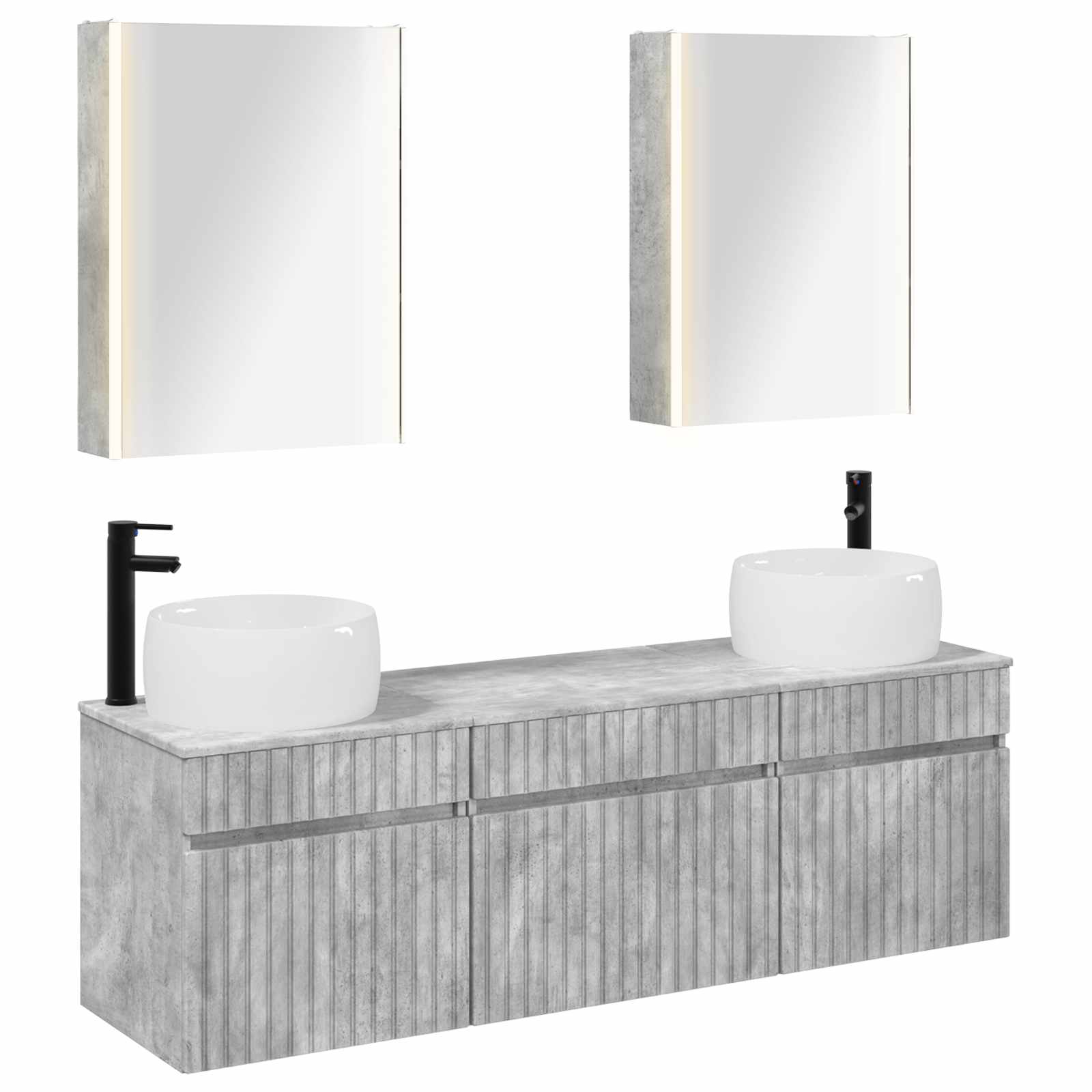 vidaXL Bathroom Cabinet Set 5 pcs Concrete Grey Engineered Wood 2