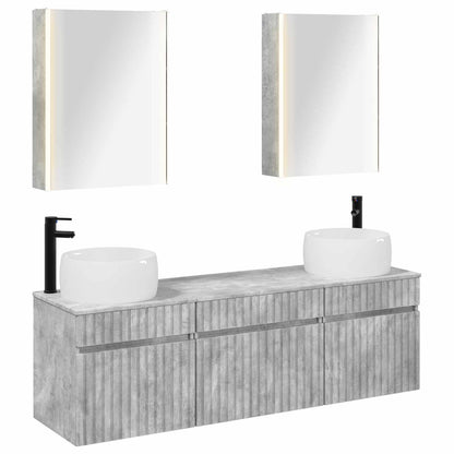 vidaXL Bathroom Cabinet Set 5 pcs Concrete Grey Engineered Wood 2