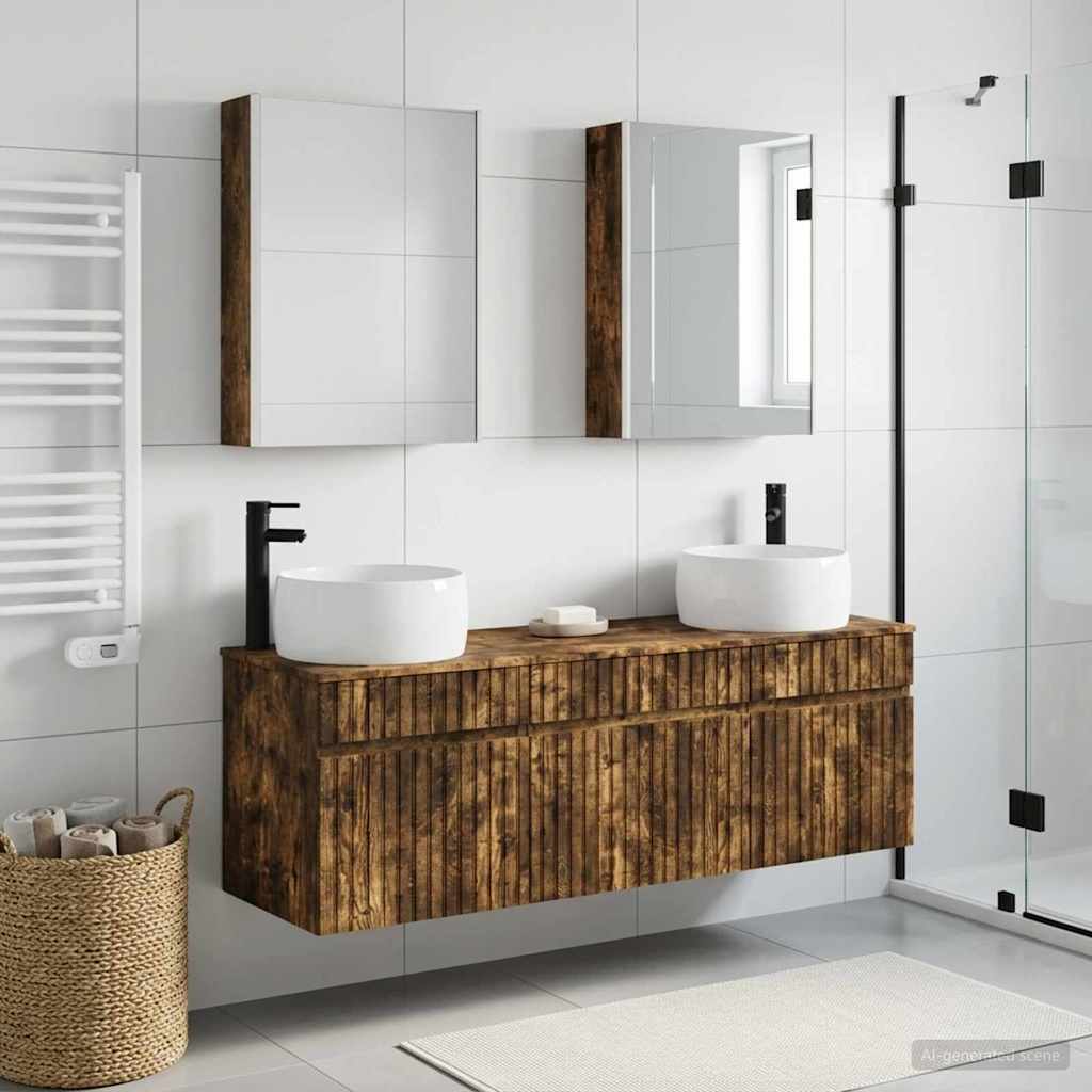 vidaXL Bathroom Cabinet Set 5 pcs Smoked Oak Engineered Wood 4
