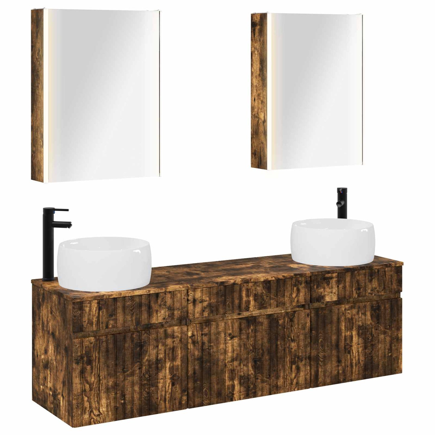 vidaXL Bathroom Cabinet Set 5 pcs Smoked Oak Engineered Wood 2