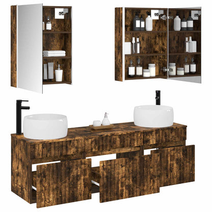 vidaXL Bathroom Cabinet Set 5 pcs Smoked Oak Engineered Wood 3