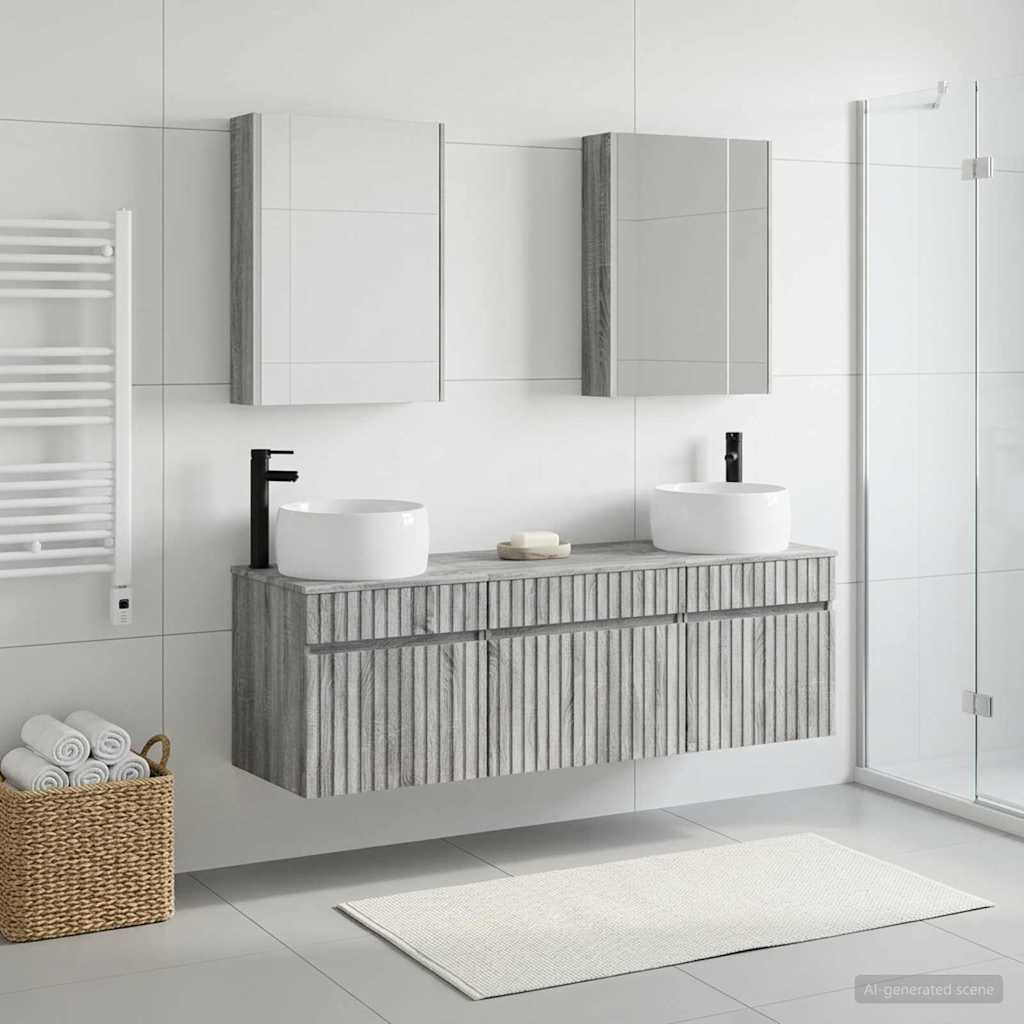 Bathroom Cabinet Set 5 pcs 53 x 15.5 x 70 cm Grey Sonoma