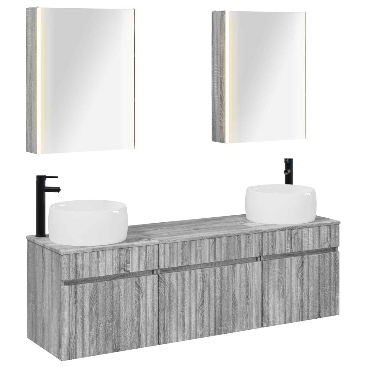 Bathroom Cabinet Set 5 pcs 53 x 15.5 x 70 cm Grey Sonoma