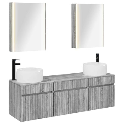 Bathroom Cabinet Set 5 pcs 53 x 15.5 x 70 cm Grey Sonoma
