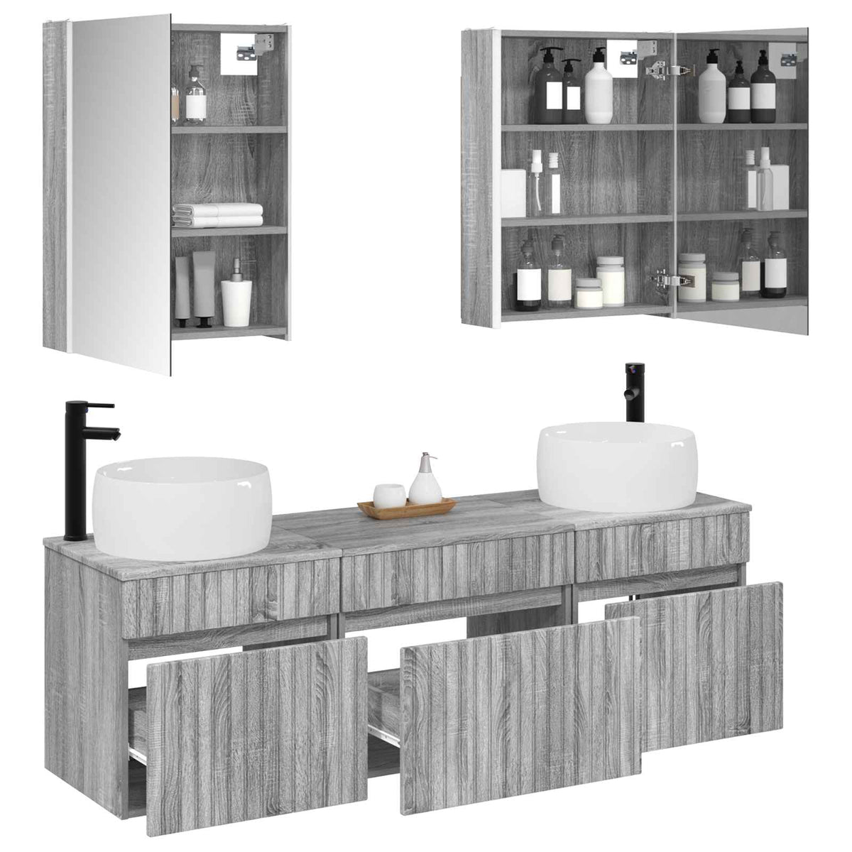 Bathroom Cabinet Set 5 pcs 53 x 15.5 x 70 cm Grey Sonoma
