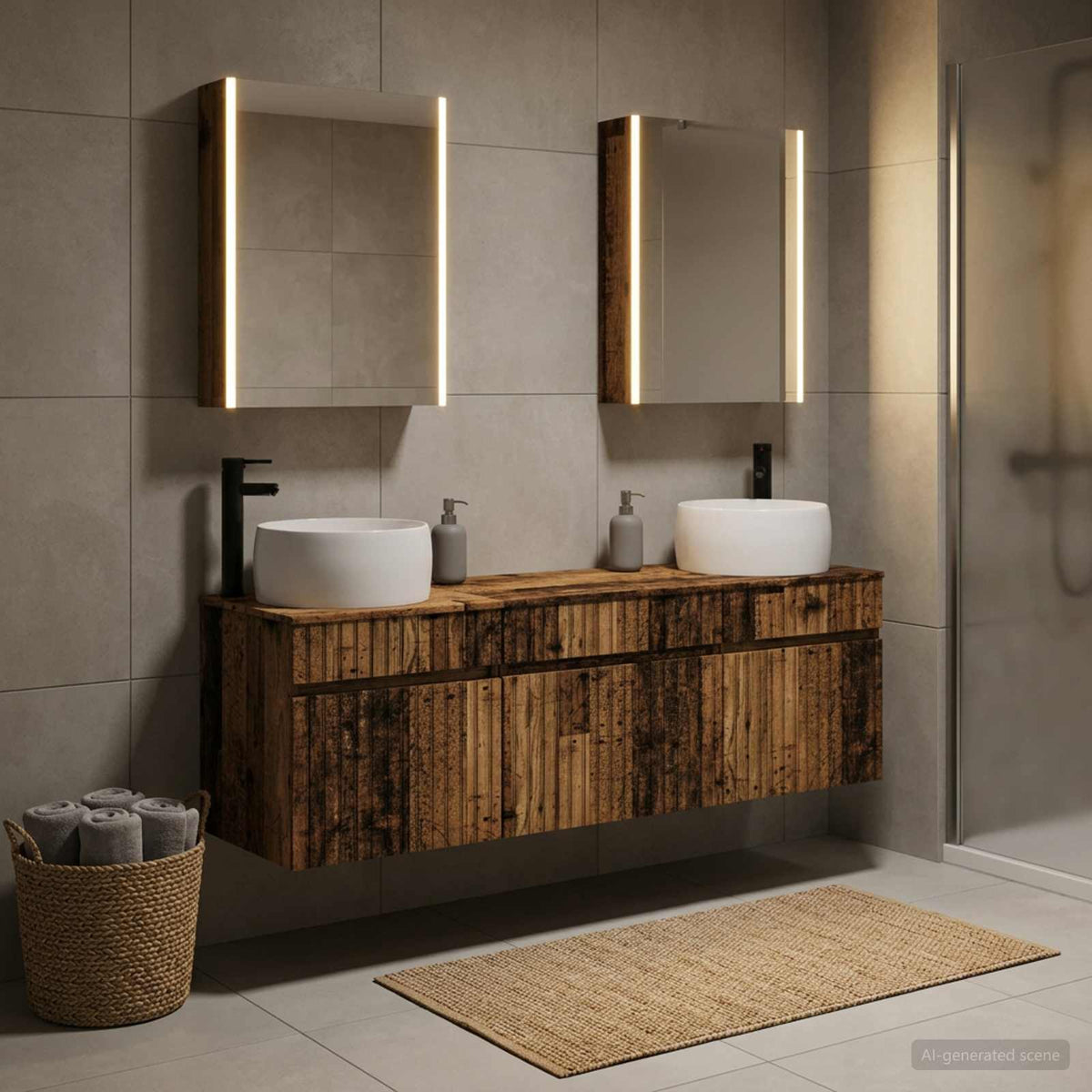 Bathroom Cabinet Set 5 pcs 53 x 15.5 x 70 cm Old wood