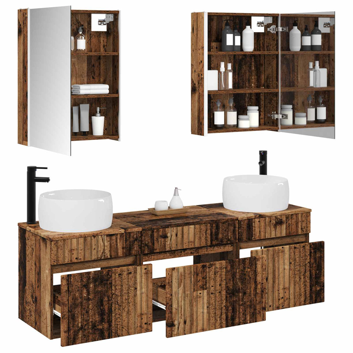 Bathroom Cabinet Set 5 pcs 53 x 15.5 x 70 cm Old wood