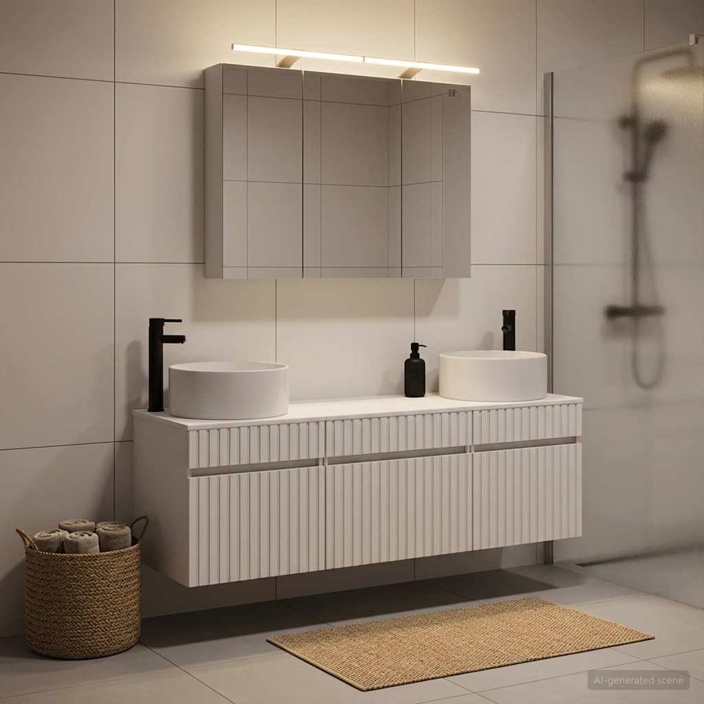 Bathroom Cabinet Set 4 pcs 100 x 14.5 x 70 cm White