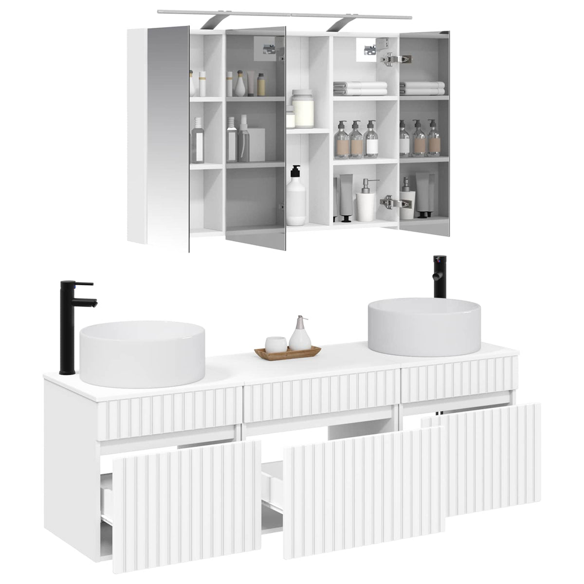 Bathroom Cabinet Set 4 pcs 100 x 14.5 x 70 cm White