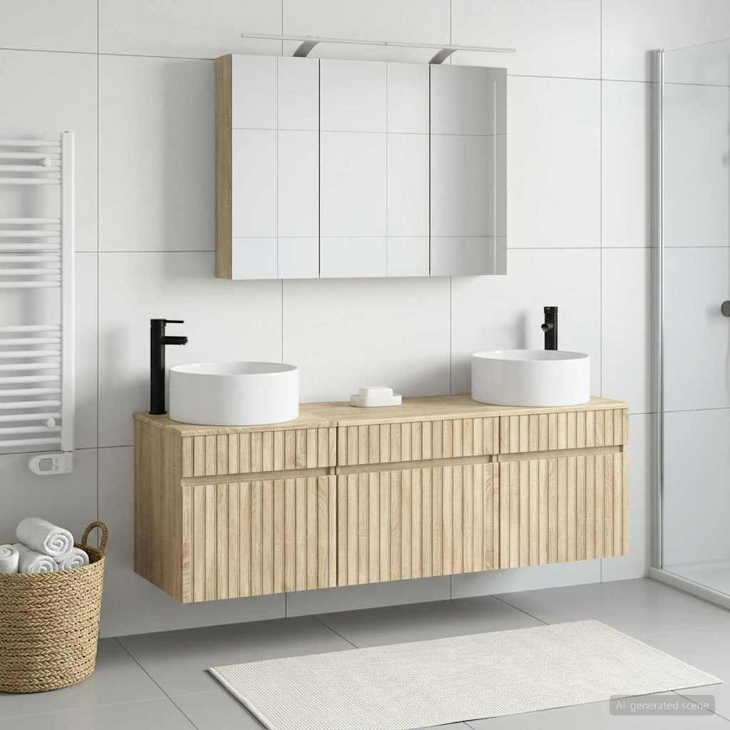 Bathroom Cabinet Set 4 pcs 100 x 14.5 x 70 cm Sonoma oak