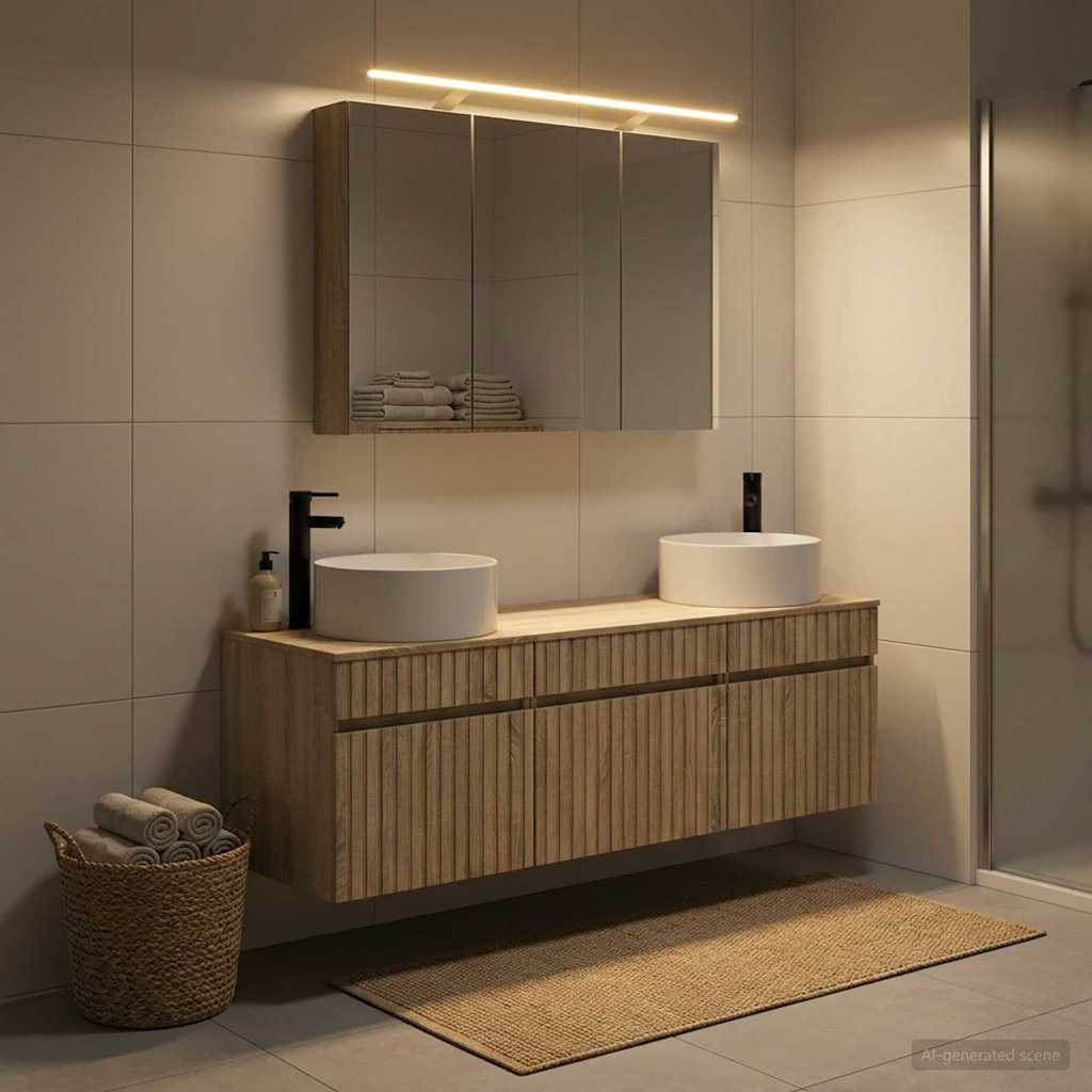 vidaXL Bathroom Cabinet Set 4 pcs Sonoma Oak Engineered Wood 4