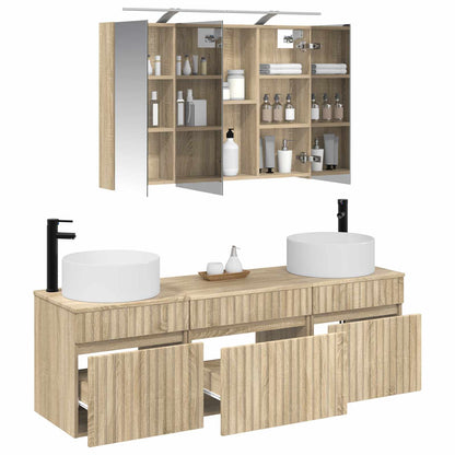 vidaXL Bathroom Cabinet Set 4 pcs Sonoma Oak Engineered Wood 3