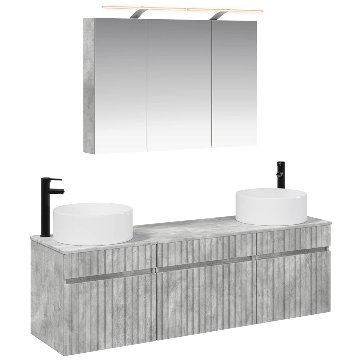 Bathroom Cabinet Set 4 pcs 100 x 14.5 x 70 cm Concrete grey