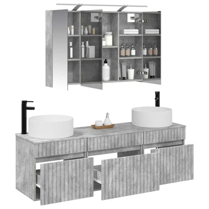 Bathroom Cabinet Set 4 pcs 100 x 14.5 x 70 cm Concrete grey