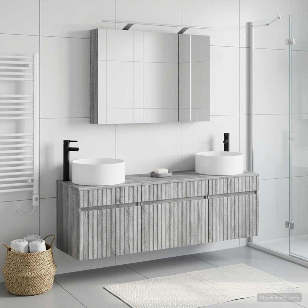 Bathroom Cabinet Set 4 pcs 100 x 14.5 x 70 cm Grey Sonoma