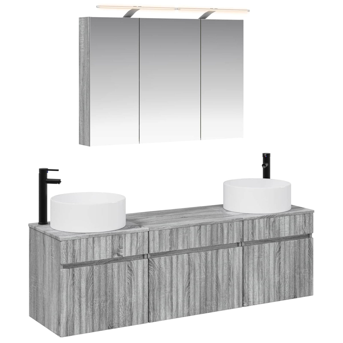 Bathroom Cabinet Set 4 pcs 100 x 14.5 x 70 cm Grey Sonoma