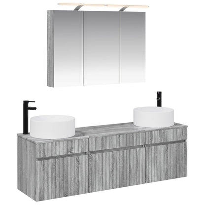 Bathroom Cabinet Set 4 pcs 100 x 14.5 x 70 cm Grey Sonoma